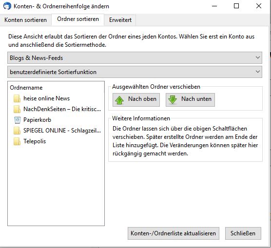 Ordner Reihenfolge Blogs And Newsfeeds Nach Oben Allgemeines Arbeiten Thunderbird Mail De