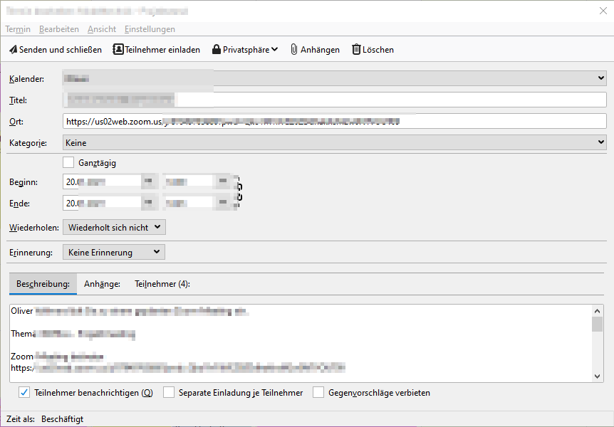 Hyperlink im Ort ist nur bei "fremden" (ICH bin eingeladen