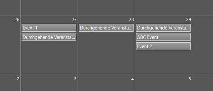 Darstellung mehrtägiger Termine als durchgehender Balken - Kalender, Termin- und 