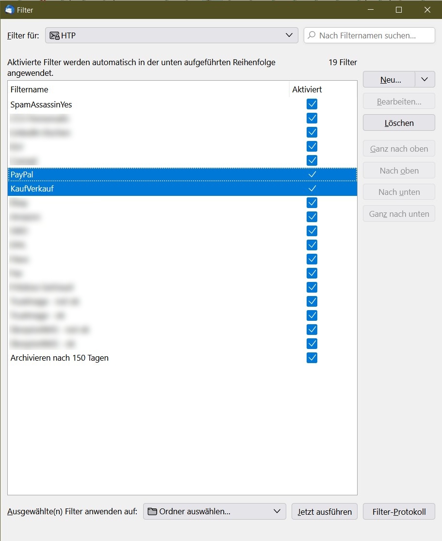 Filter bewegen Mail permament hin und her (TB 102.7.2 (64Bit) Filter (Regeln), JunkFilter