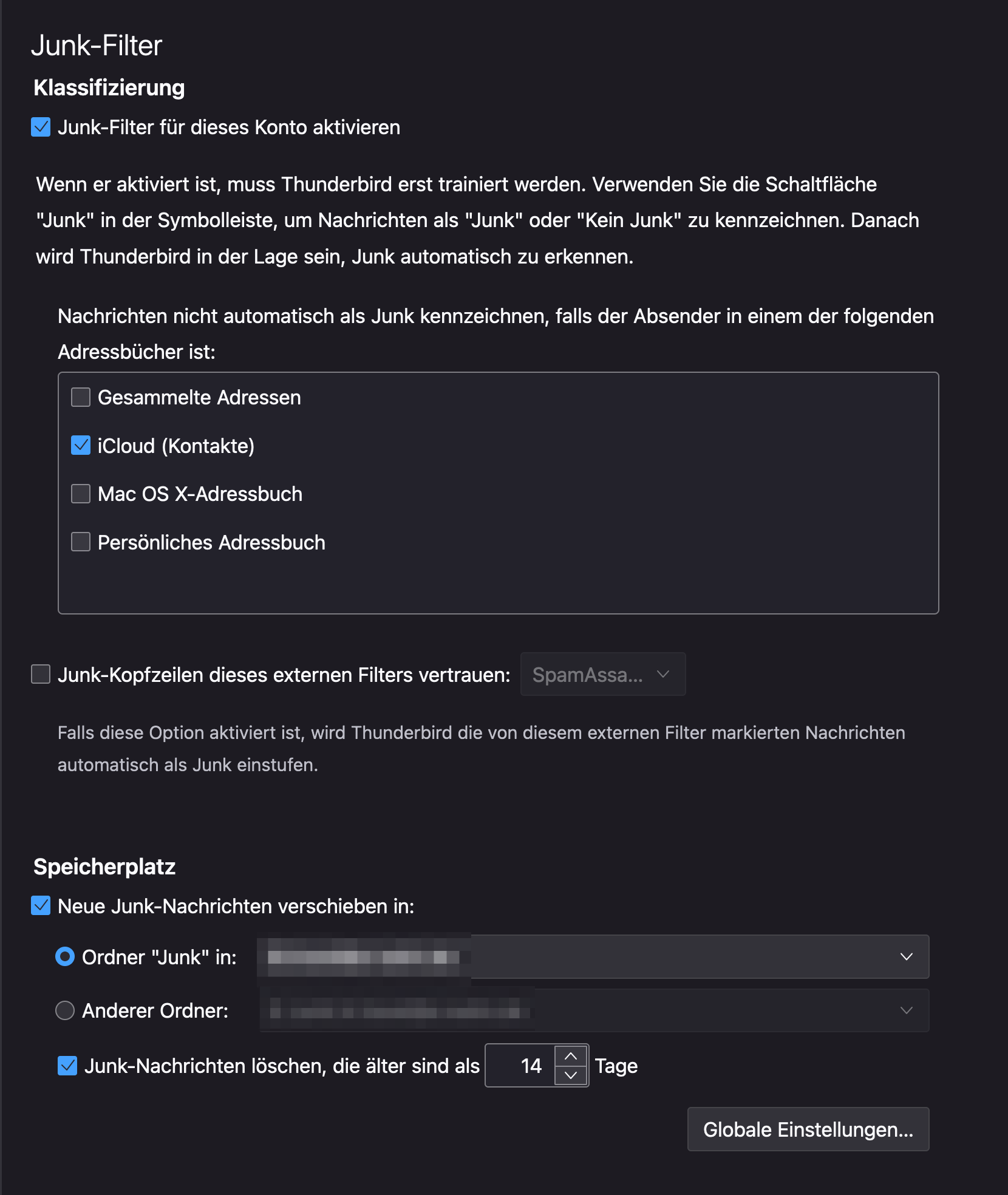 2 Fragen zu merkwürdigem Verhalten was ich nicht verstehe Filter (Regeln), JunkFilter und