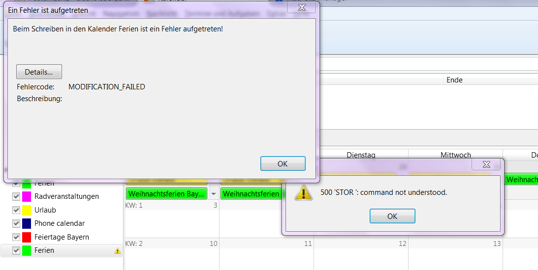 lokale Kalender auf Fritzbox speichern??? - Externe Kalender 