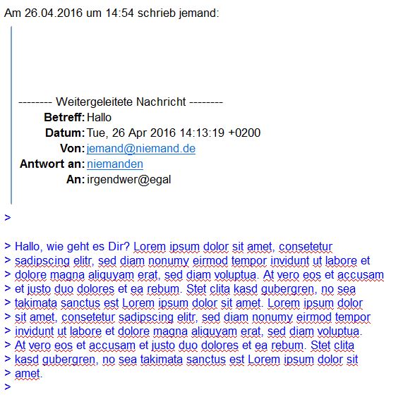 Zeilenumbruch funktioniert nicht bei HTML Mails, beim Antworten oder
