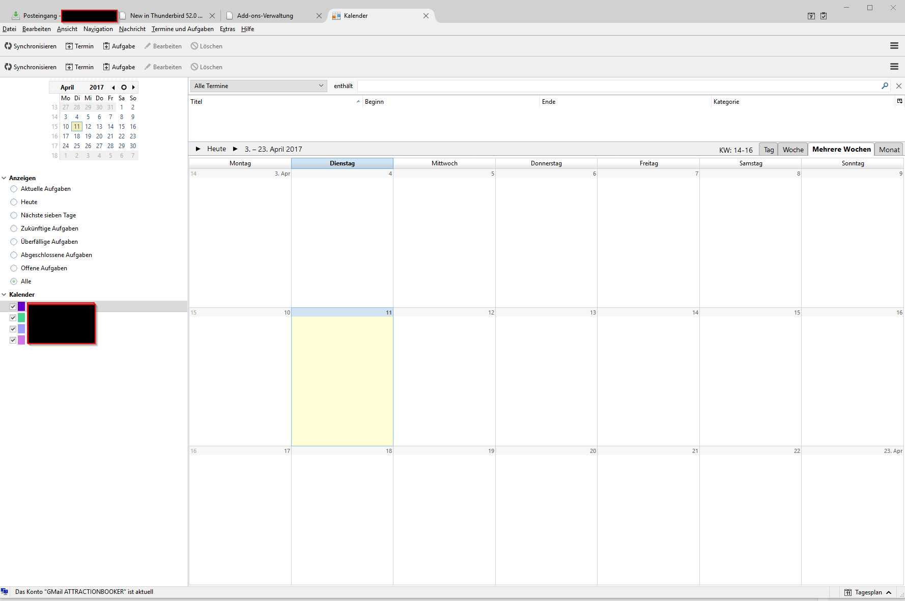 Nach Update auf TB52 werden die Kalendereinträge nicht mehr angezeigt - Kalender, Termin- und 