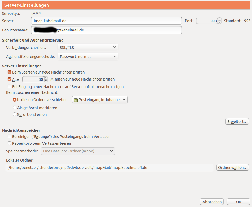 Kann keine Mails abrufen und empfangen - beim Senden kein Paswort
